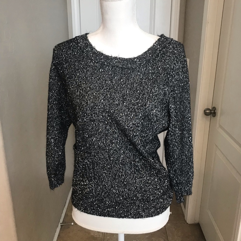 Madewell Wallace Knit Sweater Black Gold Sz M